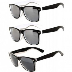 Oval Retro 80's 2 Tone Frame Vintage Sunglasses Full Mirror Lens 3 Pack - White-black-mirror-lens - CZ129U2FZVT $18.75