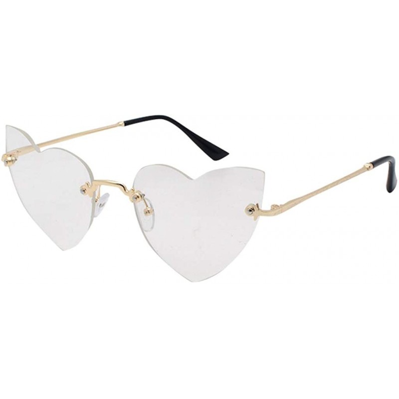 Rimless Heart Shape Sunglasses Party Sunglasses Women Polarized Sunglasses Rimless Transparent Candy Color Eyewear - C4194KSA...