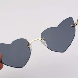 Rimless Heart Shape Sunglasses Party Sunglasses Women Polarized Sunglasses Rimless Transparent Candy Color Eyewear - C4194KSA...