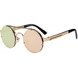 Wayfarer Retro Round Sunglasses Mens Womens with Case - UV 400 Protection Metal Frame - Pink - CO18G7X3N3G $25.22