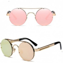 Wayfarer Retro Round Sunglasses Mens Womens with Case - UV 400 Protection Metal Frame - Pink - CO18G7X3N3G $10.76