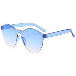 Rectangular Women Men Fashion Clear Resin Retro Funk Sunglasses Outdoor Frameless Eyewear Glasses (Blue) - Blue - CQ195NKLW7Y...