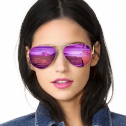 Aviator Aviator Sunglasses for Women Polarized Mirrored - Large Metal Frame - UV 400 Protection - C218DINKTXW $41.18
