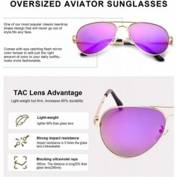 Aviator Aviator Sunglasses for Women Polarized Mirrored - Large Metal Frame - UV 400 Protection - C218DINKTXW $25.04