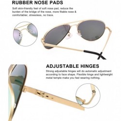 Aviator Aviator Sunglasses for Women Polarized Mirrored - Large Metal Frame - UV 400 Protection - C218DINKTXW $25.04