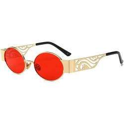 Oval Faashions Vintage Small Oval Punk Sunglasses Unisex Chic Sexy Luxury Brand Designer Eyewear UV400 - Red - CR18LMNE2IC $1...