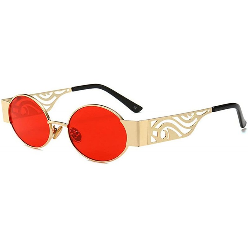 Oval Faashions Vintage Small Oval Punk Sunglasses Unisex Chic Sexy Luxury Brand Designer Eyewear UV400 - Red - CR18LMNE2IC $1...