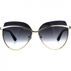 Butterfly Womens Sunglasses Unique Overlap Lens Designer Style Shades UV 400 - Black (Smoke) - C918DZ66CZM $9.37