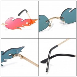 Rimless New 2019 Fashion Fire Flame Sunglasses Women Men Rimless Wave Sun Glasses Green - Gray - C018YREIO96 $7.36