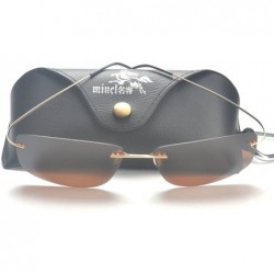 Rimless Men Rimless Titanium Frame Polarized Sunglasses With Case - Gold-brown - CA182OWU0EO $20.64