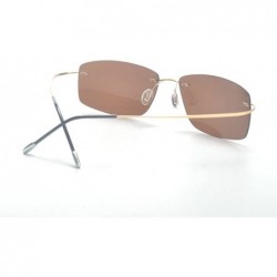 Rimless Men Rimless Titanium Frame Polarized Sunglasses With Case - Gold-brown - CA182OWU0EO $20.64