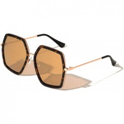 Butterfly Geometric Polygon Thin Frame Fashion Sunglasses - Brown Demi - C2197LZDKX5 $11.47