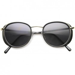 Shield Modern Side Shield Ultra Slim Temples P3 Round Sunglasses 46mm - Black-gold / Smoke - C1127Y68IGR $13.38