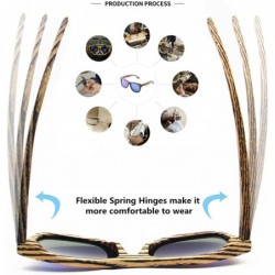 Square Polarized Real Solid Handmade Bamboo Wood Engraving Blue Sunglasses for Men & Women - Zebra - CB18GDC4Z0U $13.43