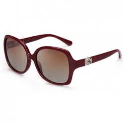 Aviator Women's Fashion Polarized Sunglasses UV 400 Lens Protection - Wine Red - C518RHK76NL $58.20
