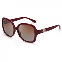 Aviator Women's Fashion Polarized Sunglasses UV 400 Lens Protection - Wine Red - C518RHK76NL $30.63