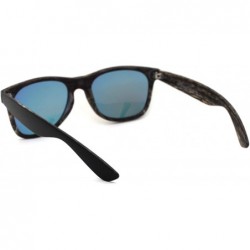 Rectangular Mens Spectrum Color Mirror Hipster Horn Rim Woodgrain Sunglasses - Black Grey Wood Red Mirror - CB18ZWOR90I $11.76