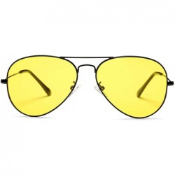Aviator Aviator Sunglasses for Women Men Lightweight Metal Frame 100% UV Protection - Black Frame / Yellow Lens - CQ1900WERIQ...