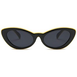 Oval Men and women Oval Sunglasses Fashion Simple Sunglasses Retro glasses - Yellow Black - CN18LL9TYQK $9.45