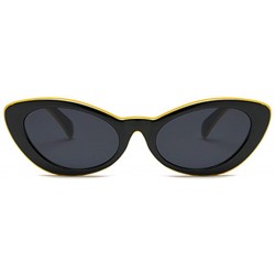 Oval Men and women Oval Sunglasses Fashion Simple Sunglasses Retro glasses - Yellow Black - CN18LL9TYQK $9.45