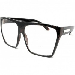 Square Super Oversized Eyeglasses Flat Top Square Clear Lens Glasses Frames - Tortoise - C311D24S7DP $20.31