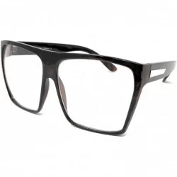 Square Super Oversized Eyeglasses Flat Top Square Clear Lens Glasses Frames - Tortoise - C311D24S7DP $17.05