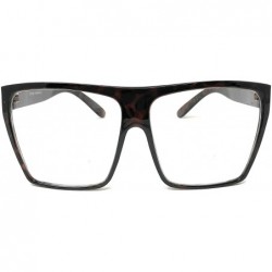 Square Super Oversized Eyeglasses Flat Top Square Clear Lens Glasses Frames - Tortoise - C311D24S7DP $11.68