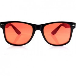 Square Eye-Candy Color Horn Rimmed Black Frame Spring Hinge Sunglasses A084 - Red - CV189ZK8G9M $18.56