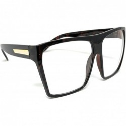 Square Super Oversized Eyeglasses Flat Top Square Clear Lens Glasses Frames - Tortoise - C311D24S7DP $11.68