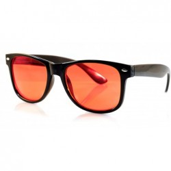 Square Eye-Candy Color Horn Rimmed Black Frame Spring Hinge Sunglasses A084 - Red - CV189ZK8G9M $10.93