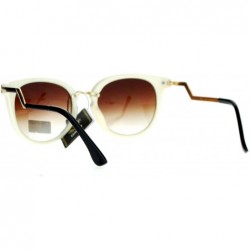 Cat Eye Rhinestone Bolt Arm Cat Eye Horn Rim Sunglasses - Brown Ivory - CF12HHXOIMZ $15.61