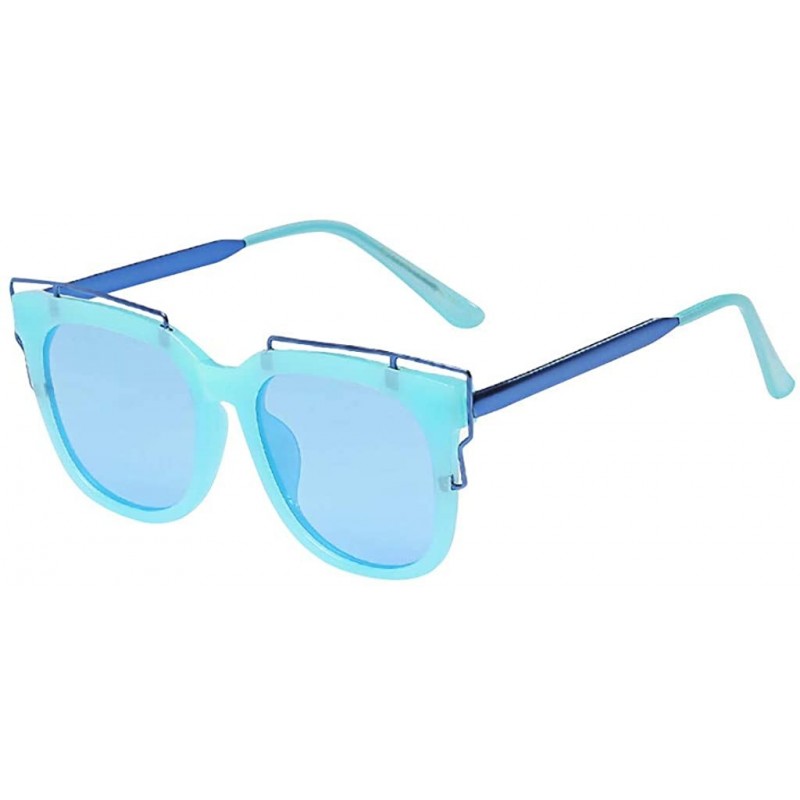 Rectangular Colorful Polarized Sunglasse Sunglasses Protection - Blue - C8190R46WRH $9.49