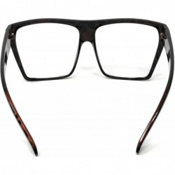 Square Super Oversized Eyeglasses Flat Top Square Clear Lens Glasses Frames - Tortoise - C311D24S7DP $11.68