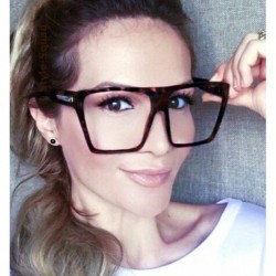 Square Super Oversized Eyeglasses Flat Top Square Clear Lens Glasses Frames - Tortoise - C311D24S7DP $11.68