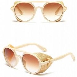 Round Fashion New Lady Punk Sunglasses Round Decoration Mirror Unisex Sun Glasses UV400 - Beige - C818QX5QWM9 $19.38