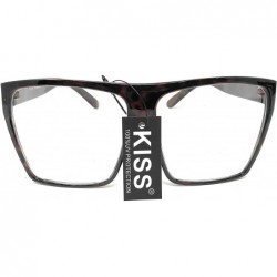 Square Super Oversized Eyeglasses Flat Top Square Clear Lens Glasses Frames - Tortoise - C311D24S7DP $11.68