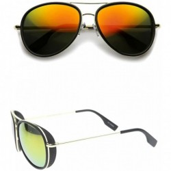 Aviator Fashion Culture Unisex Roadster Side Cover Mirrored Lens Aviator - Orange Mirror - CD18EXCEYR3 $29.18