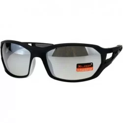 Sport Xloop Mens Sunglasses Matted Oval Wrap Around Sports Shades UV 400 - Black Silver - CK18GLUQ2AH $19.16