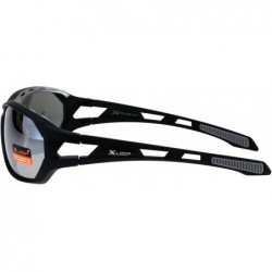 Sport Xloop Mens Sunglasses Matted Oval Wrap Around Sports Shades UV 400 - Black Silver - CK18GLUQ2AH $12.86