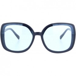 Butterfly Womens Squared Horn Rim Luxury Panel Lens Sunglasses - Navy Blue - CA18NUUWMUH $12.63
