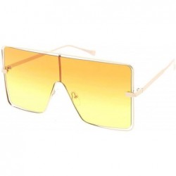 Aviator Flat Top Square Frame Aviator 80s Retro Fashion Sunglasses - Orange - CG18U0OM65E $25.41