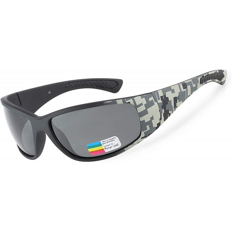 Wrap Polarized Wrap Around Sports Sunglasses for Men Driving Baseball Running Cycling Fishing Golf - Black Gz - Gray - C818II...