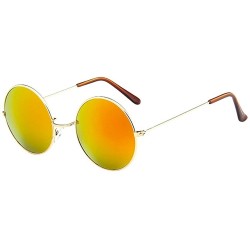Round Polarized Sunglasses for Men Women Classic Retro Metal Frame Round Circle Mirrored Sun Glasses - B - CM196EXXZ0Q $8.80