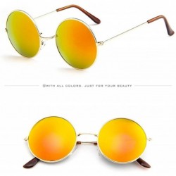 Round Polarized Sunglasses for Men Women Classic Retro Metal Frame Round Circle Mirrored Sun Glasses - B - CM196EXXZ0Q $8.80