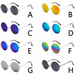 Round Polarized Sunglasses for Men Women Classic Retro Metal Frame Round Circle Mirrored Sun Glasses - B - CM196EXXZ0Q $8.80