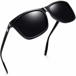 Rectangular Unisex Polarized Sunglasses Men Women Retro Designer Sun Glasses - Black Aluminum - C21857HGDTI $23.54