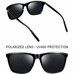 Rectangular Unisex Polarized Sunglasses Men Women Retro Designer Sun Glasses - Black Aluminum - C21857HGDTI $9.73