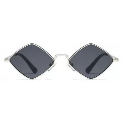 Square Fashion Personality Small Frame Metal Sunglasses Brand Designer Female sun glasses - Grey - C118UY9L4Q4 $23.35