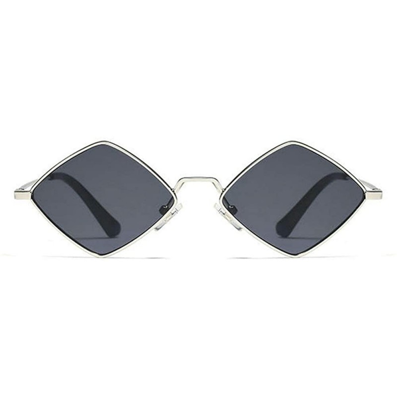 Square Fashion Personality Small Frame Metal Sunglasses Brand Designer Female sun glasses - Grey - C118UY9L4Q4 $9.10