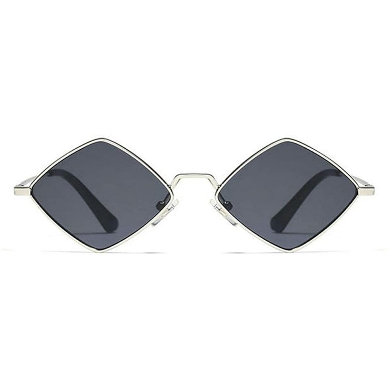 Square Fashion Personality Small Frame Metal Sunglasses Brand Designer Female sun glasses - Grey - C118UY9L4Q4 $9.10